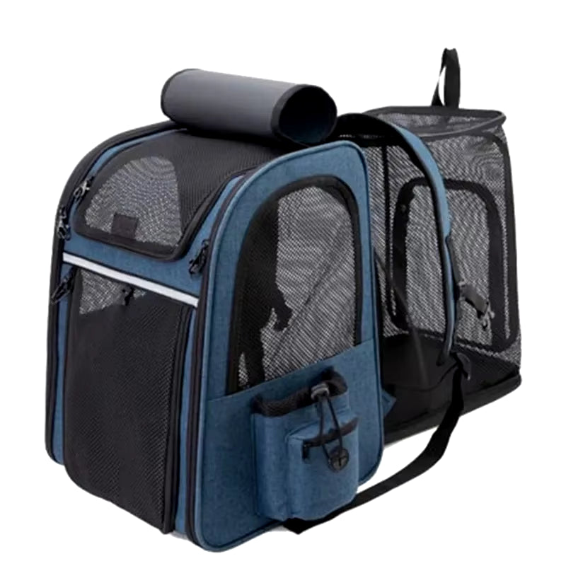 Portable Double Shoulder Cat Bag, Foldable Puppy Backpack, and Pet Bag
