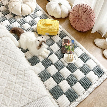 Plaid Pattern Pet Bed, Soft Comfortable Pet Mat, Comfortable Pet Sleeping Blanket, Indoor Pet 