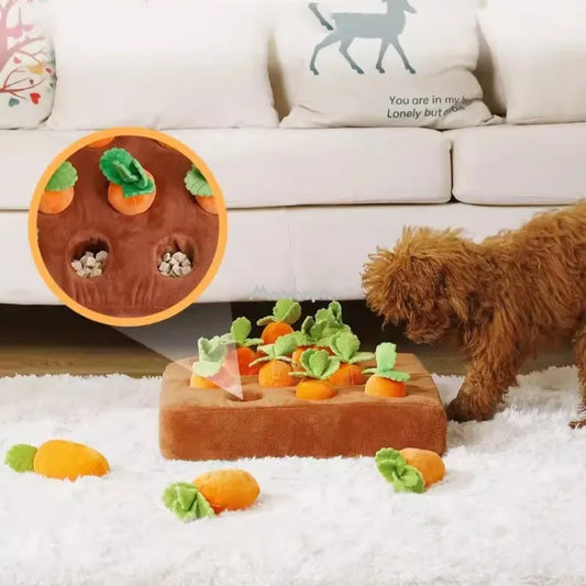 Dog Carrot Plush Toy Interactive Dog Toys Plush Puzzle Toys 2 in 1 Feed Games for Chewers 