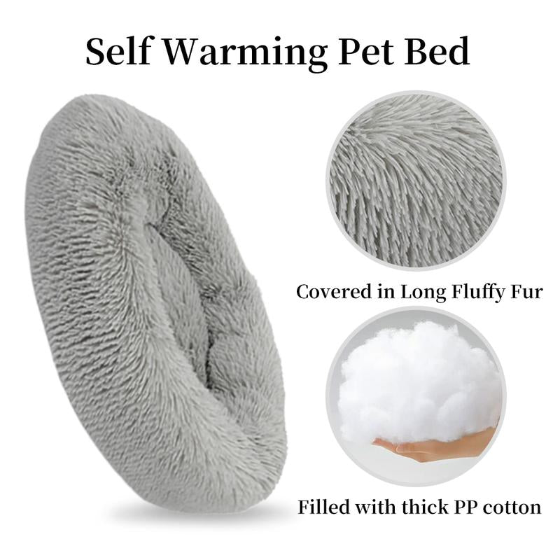 Donut Calming Dog Warm Cozy Fluffy Pet Bed for Dogs 