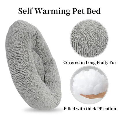 Donut Calming Dog Warm Cozy Fluffy Pet Bed for Dogs 