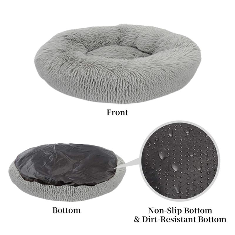 Donut Calming Dog Warm Cozy Fluffy Pet Bed for Dogs 