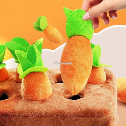 Dog Carrot Plush Toy Interactive Dog Toys Plush Puzzle Toys 2 in 1 Feed Games for Chewers 