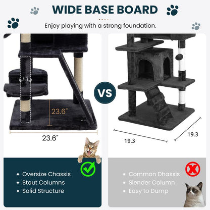 65In  Cat Tree Tower Condo for Indoor Cats, Multi-Level Furniture Activity Center with Wide Base/Cozy Plush 