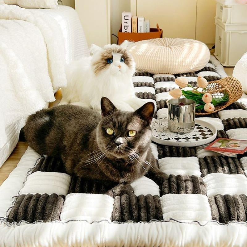 Plaid Pattern Pet Bed, Soft Comfortable Pet Mat, Comfortable Pet Sleeping Blanket, Indoor Pet 