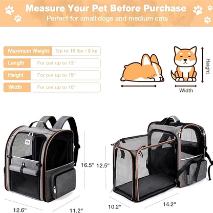 Portable Double Shoulder Cat Bag, Foldable Puppy Backpack, and  Pet Bag