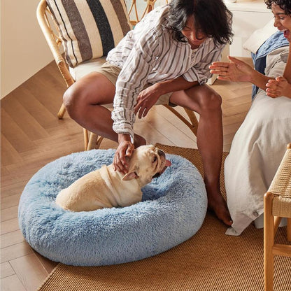 Donut Calming Dog Warm Cozy Fluffy Pet Bed for Dogs 
