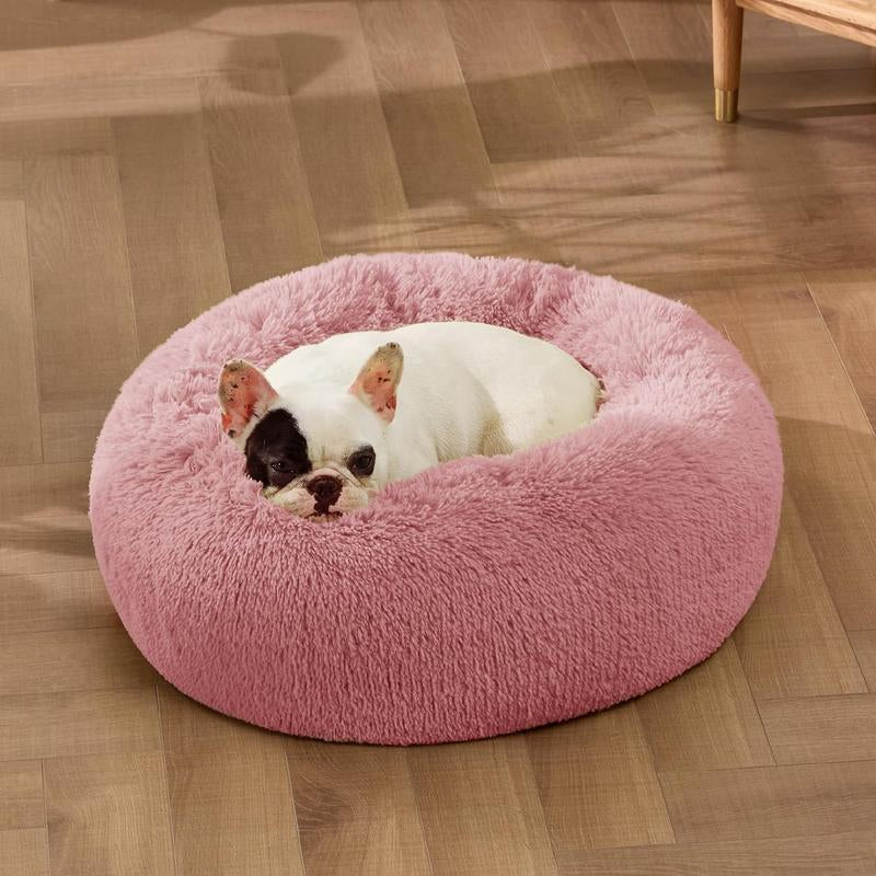 Donut Calming Dog Warm Cozy Fluffy Pet Bed for Dogs 