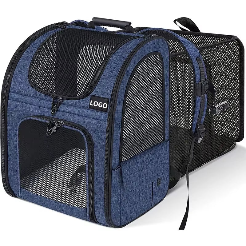 Portable Double Shoulder Cat Bag, Foldable Puppy Backpack, and  Pet Bag