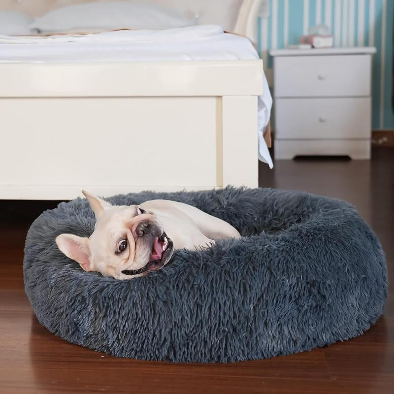 Donut Calming Dog Warm Cozy Fluffy Pet Bed for Dogs 