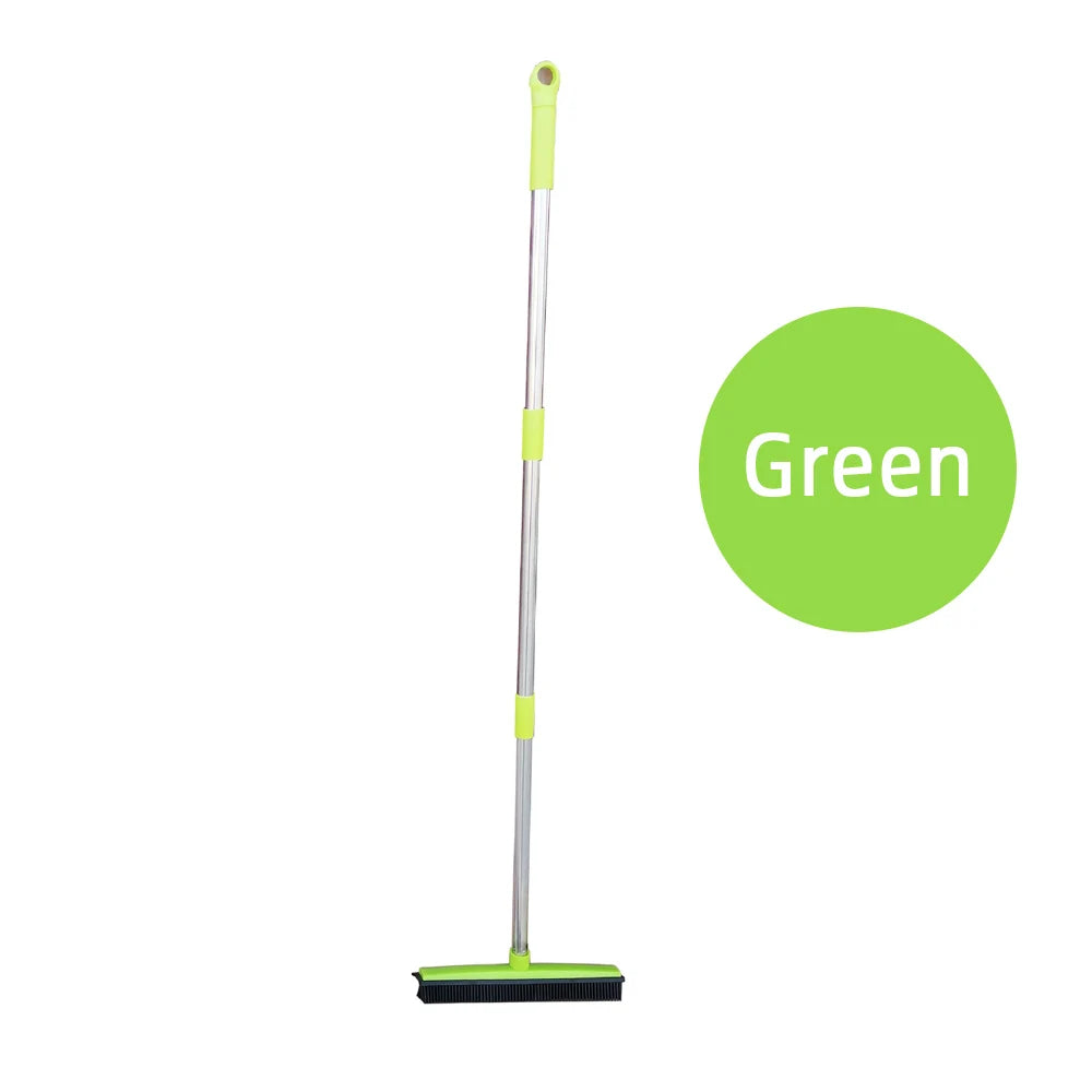 Pet Hair Rubber Broom Floor Brush for Carpet Dog Hair Remover with Built in Squeegee Silicone Broom 