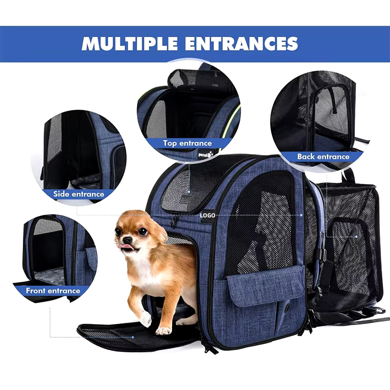 Portable Double Shoulder Cat Bag, Foldable Puppy Backpack, and  Pet Bag