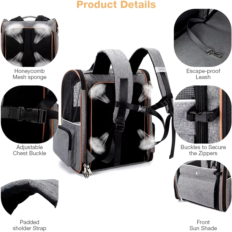 Portable Double Shoulder Cat Bag, Foldable Puppy Backpack, and  Pet Bag