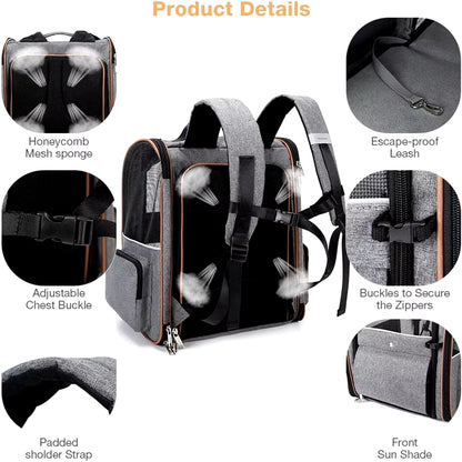 Portable Double Shoulder Cat Bag, Foldable Puppy Backpack, and  Pet Bag