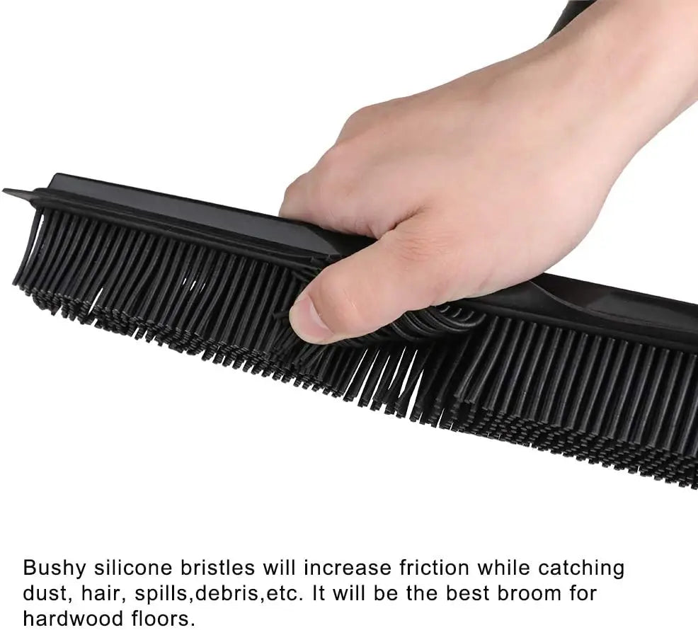 Pet Hair Rubber Broom Floor Brush for Carpet Dog Hair Remover with Built in Squeegee Silicone Broom 