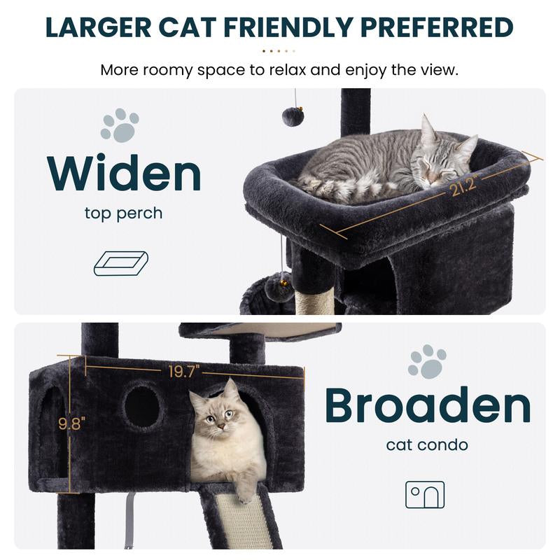 65In  Cat Tree Tower Condo for Indoor Cats, Multi-Level Furniture Activity Center with Wide Base/Cozy Plush 
