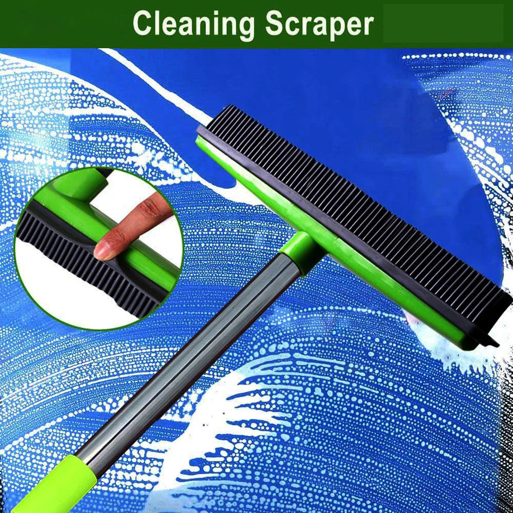 Pet Hair Rubber Broom Floor Brush for Carpet Dog Hair Remover with Built in Squeegee Silicone Broom 
