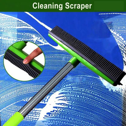 Pet Hair Rubber Broom Floor Brush for Carpet Dog Hair Remover with Built in Squeegee Silicone Broom 