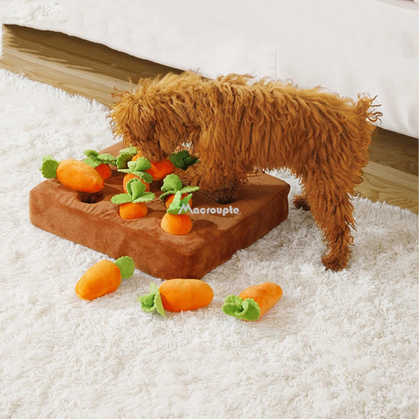 Dog Carrot Plush Toy Interactive Dog Toys Plush Puzzle Toys 2 in 1 Feed Games for Chewers 