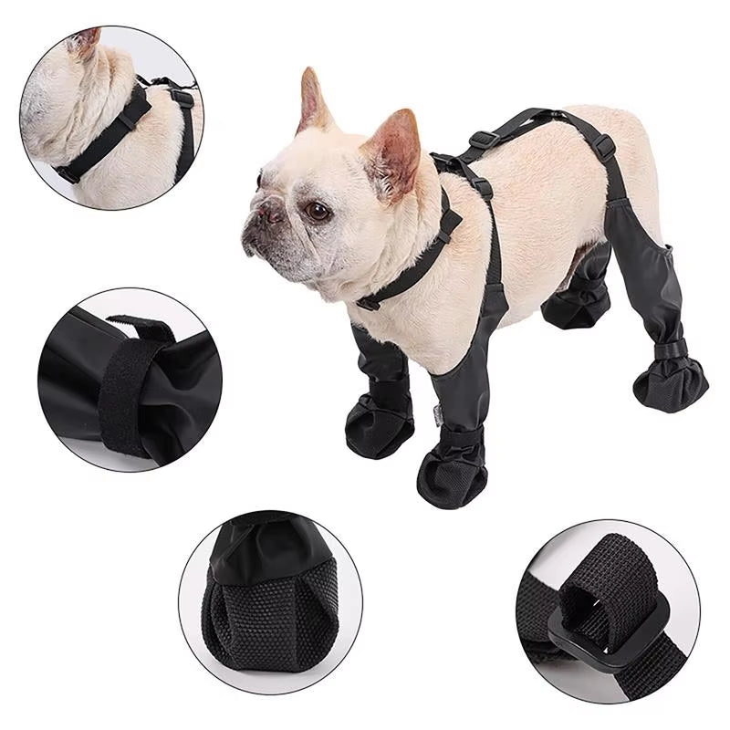 Waterproof Dog Boots Anti-Slip Dog Shoes with Rugged Rubber Sole, for Small Medium Dogs