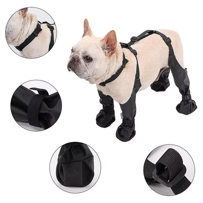 Waterproof Dog Boots Anti-Slip Dog Shoes with Rugged Rubber Sole, for Small Medium Dogs