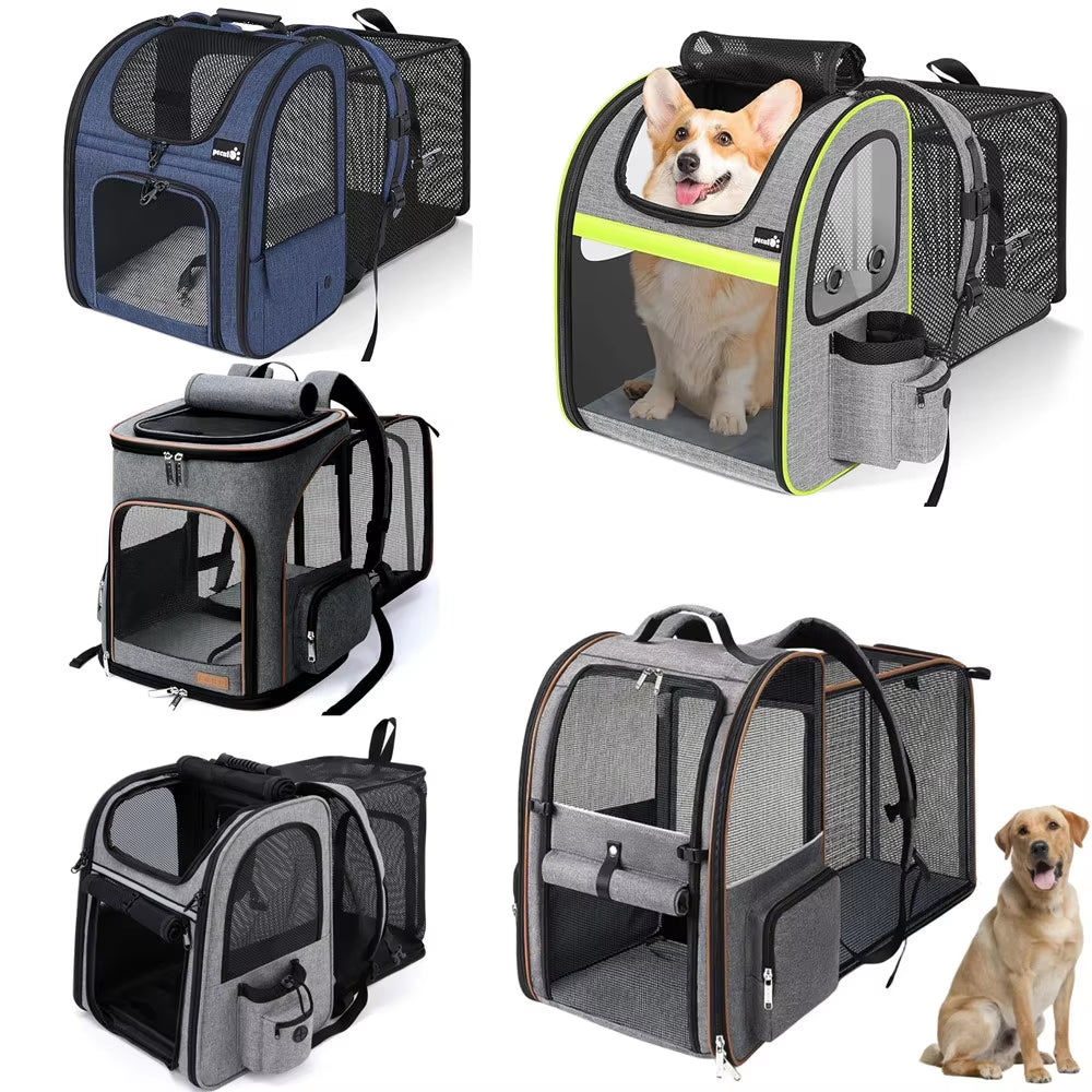 Portable Double Shoulder Cat Bag, Foldable Puppy Backpack, and  Pet Bag