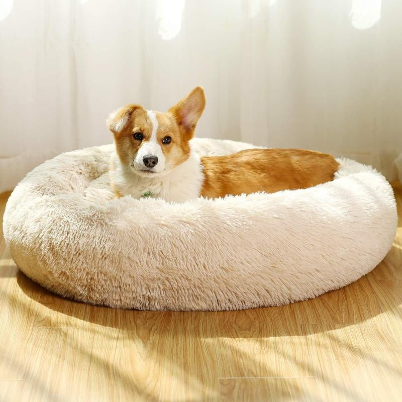 Donut Calming Dog Warm Cozy Fluffy Pet Bed for Dogs 